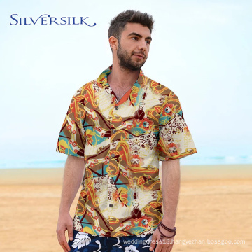 Custom Short Sleeve Casual Mens Blouse Printed Shirt